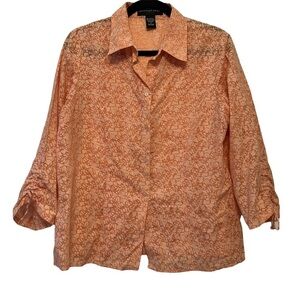 Geoffrey‎ Beene Orange Patterned Button Down Shirt